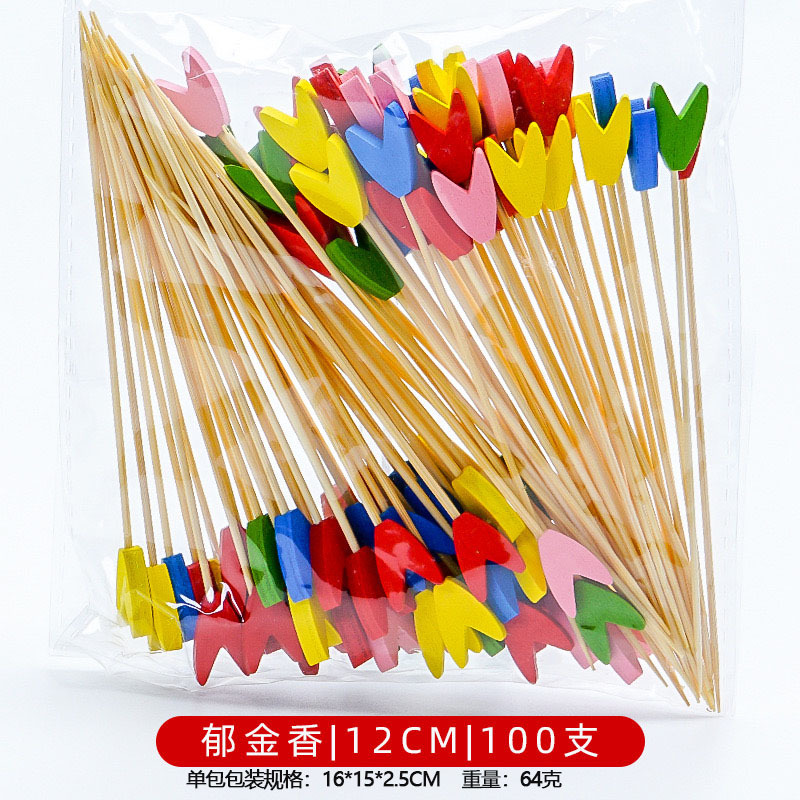 12CM un solo uso de frutas de bambú marca de cóctel creativa marca de frutas de bocadillos KTV arte marca de dientes fabricantes