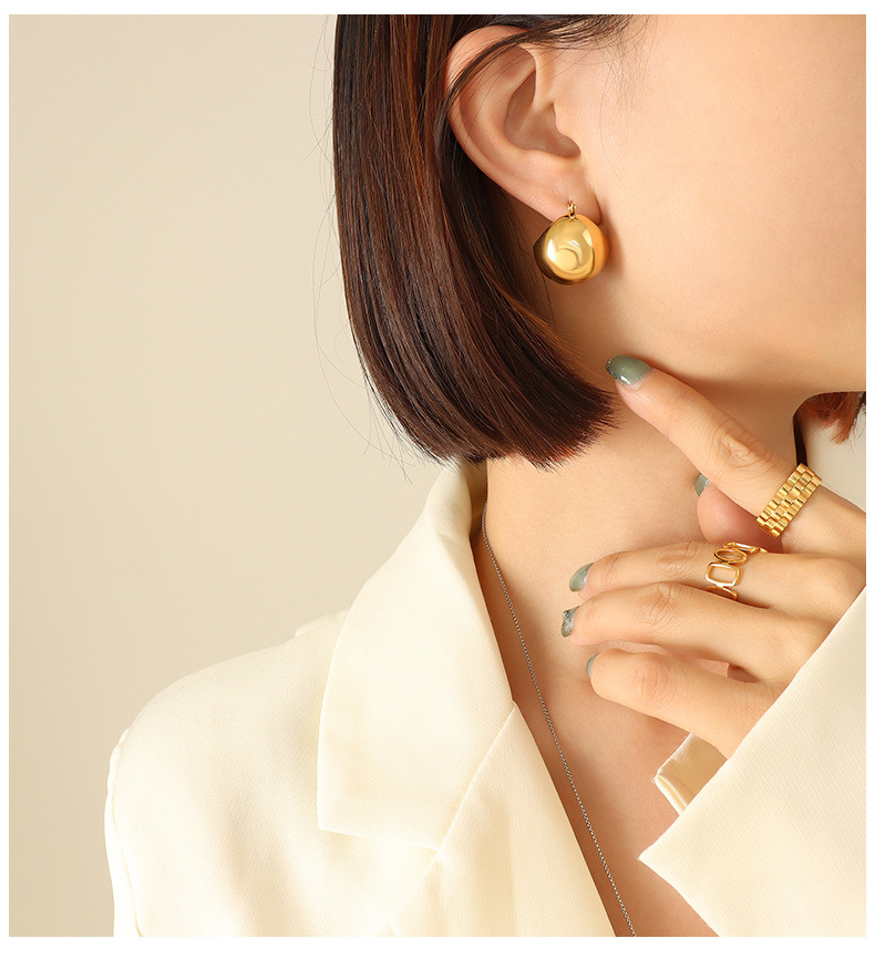 18g Weight PVD Coated Gold Plating Process 304 Stainless Steel Ear Needle Material PVD Coated 18K Gold Plated 18K Gold 304 Stainless Steel Fashion Earrings