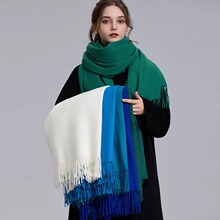 可绣花外贸仿羊绒围巾女260g新款冬披肩外搭女感围脖批发年会秋冬