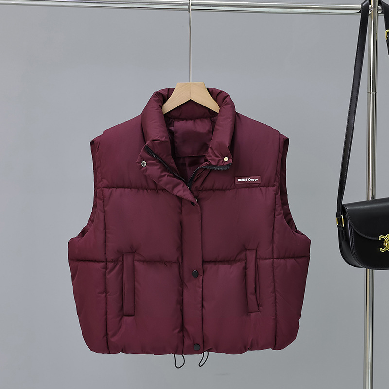 comercio exterior chaleco de algodón de pluma mujer de cuello vertical chaleco de algodón pequeño 2025 invierno nuevo chaleco de clip grueso