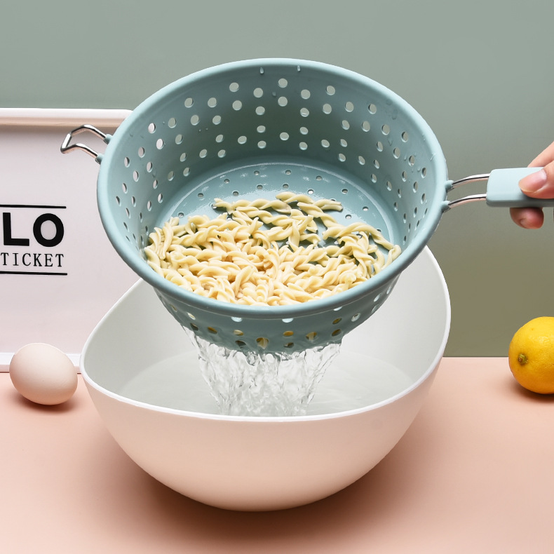 Cesta de drenaje de silicona multiusos, cuchara de fideos, colador de silicona de grado alimenticio resistente a altas temperaturas, colador de red de frutas y verduras