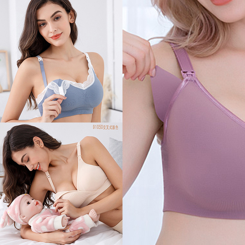 Pregnant women before and after childbirth color cotton pad with open button without steel ring breast-feeding breast-feeding inner clothes moon bra Pregnant women before and after childbirth color cotton pad with open button without steel ring breast-feeding breast-feeding inner clothes moon bra