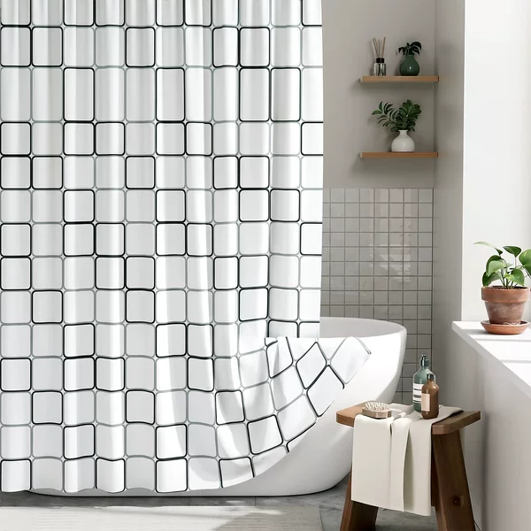 Bathroom Waterproof and Mildew-Proof Thickened Peva Dry and Wet Separation Partition, No-Drill Magnetic Transparent Shower Curtain