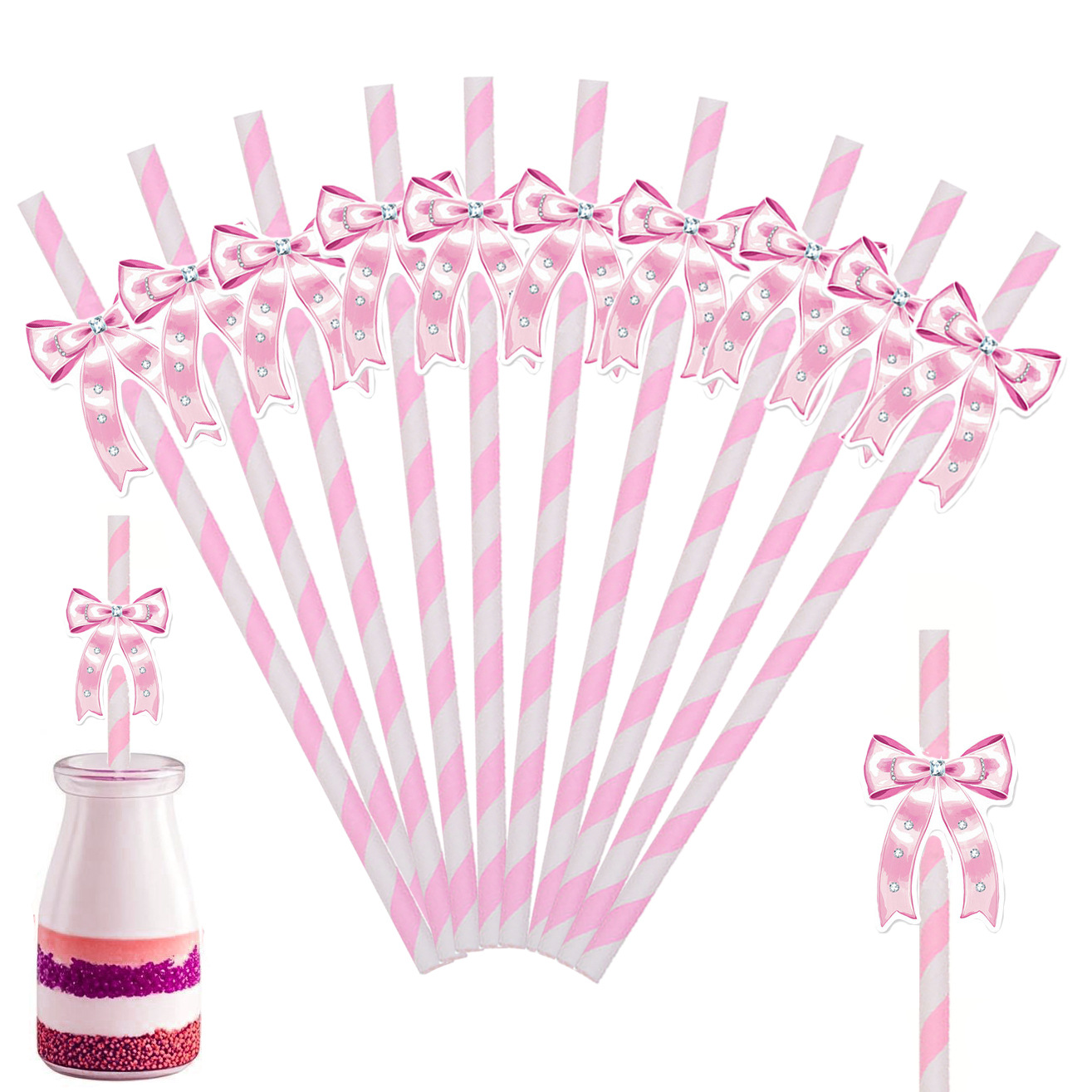 Trazo creativo transfronterizo pajita de papel decoración de fiesta mesa de postres vestido de cumpleaños botella de pudín complemento de pastel