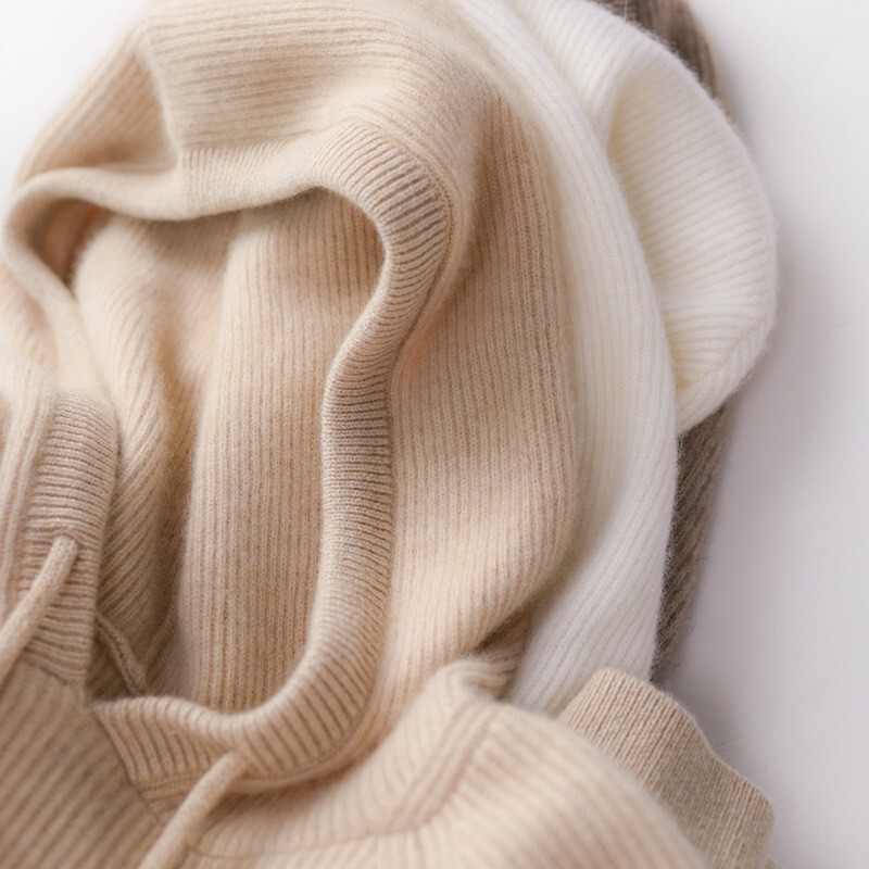 Australian Pure Wool Knitted Hooded Sweatshirt for Women, New Autumn and Winter Thickened Cashmere Loose-Fitting Base Shirt Australian Pure Wool Knitted Hooded Sweatshirt for Women, New Autumn and Winter Thickened Cashmere Loose-Fitting Base Shirt