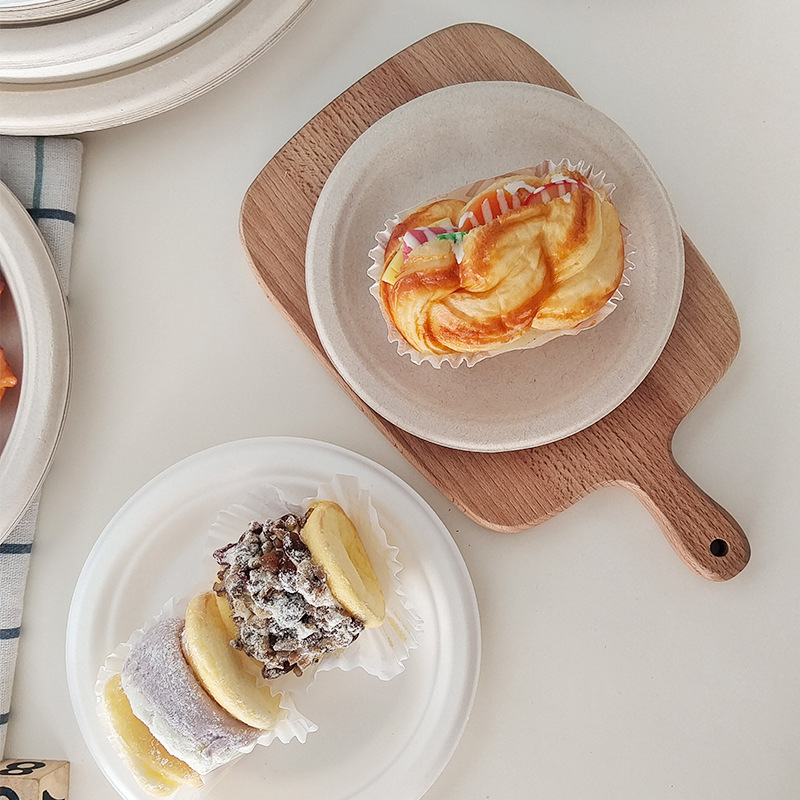 Vajilla desechable biodegradable transfronteriza: plato redondo de 7 pulgadas, plato para pastel de calidad alimentaria, plato de papel de pulpa de caña de azúcar de 9 pulgadas sin necesidad de lavado.