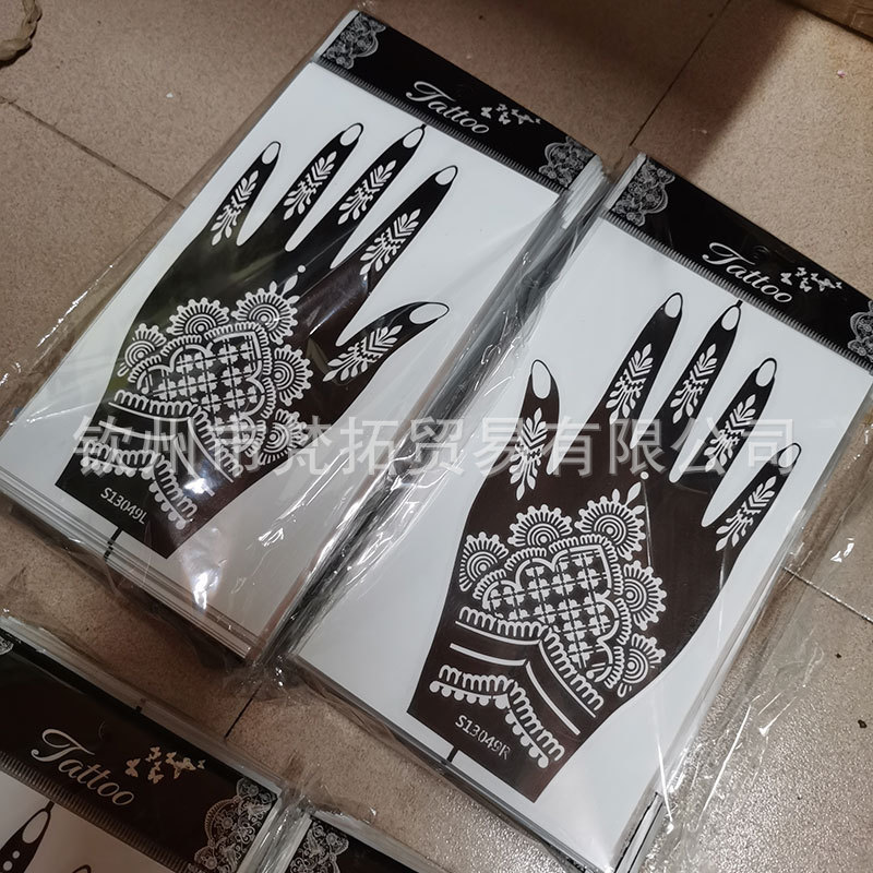 Factory Overseas Cross-border Henna Tattoo Template Spray Painted Graffiti Hollow Palm Template Design Sticker
