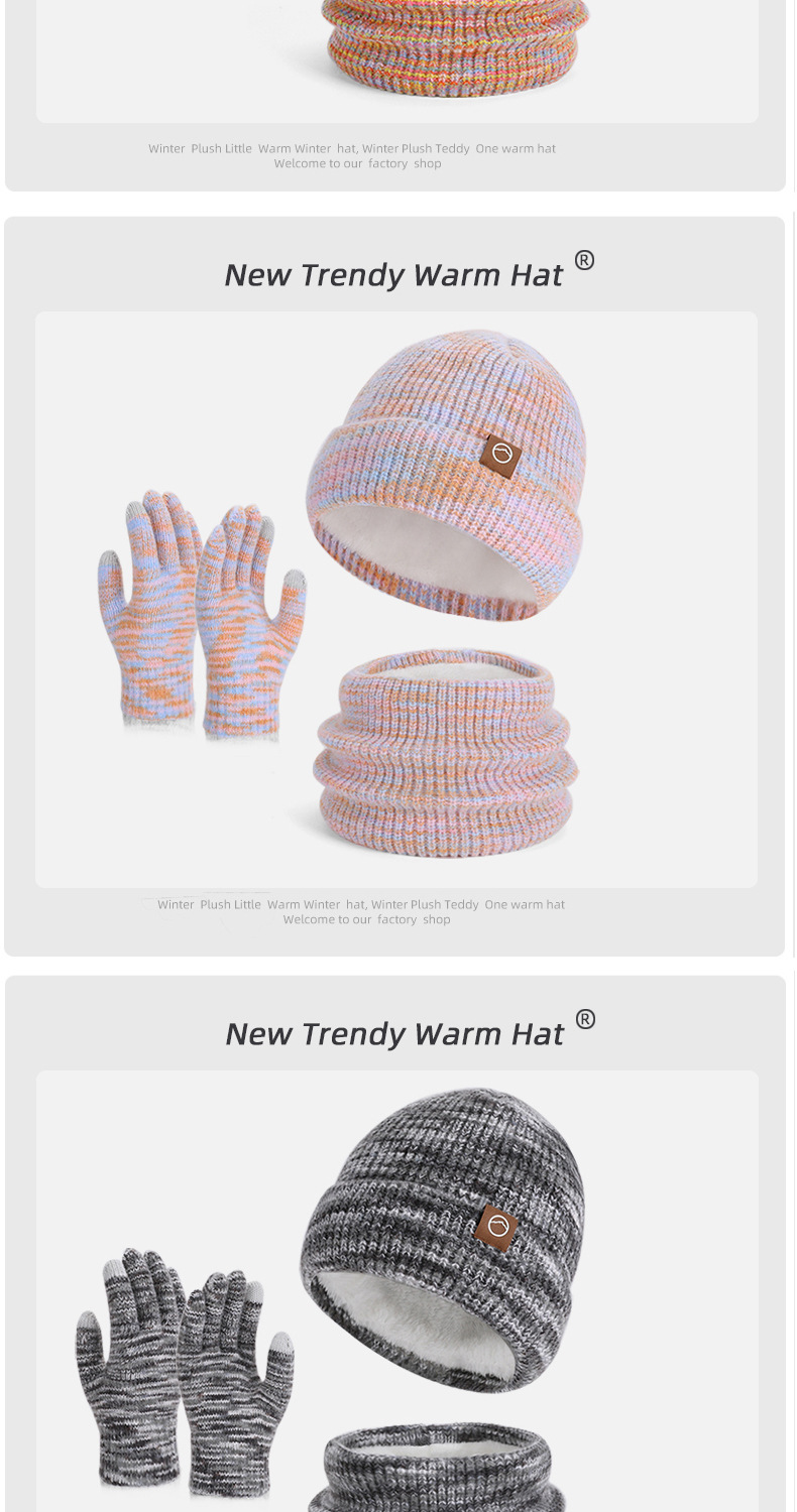 Dreiteiliges Winter-Set: Schal, Handschuhe, gefütterte warme Strickmütze für Damen – Kälteschutz für draußen und Ohren_voghion.com