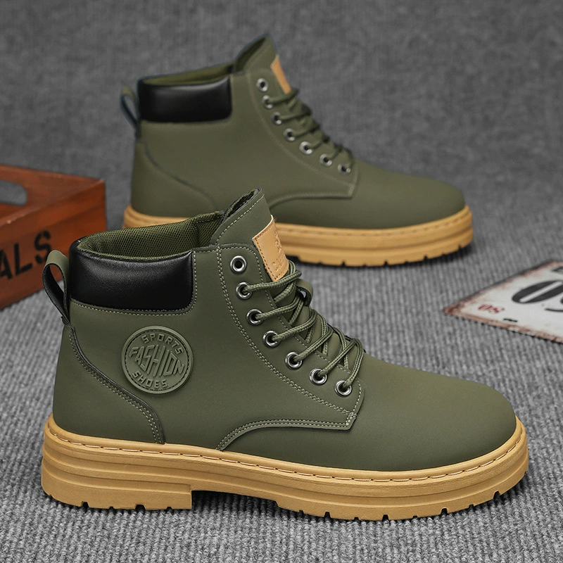Высокие ботинки (Martens) мужские, противоскользящие, тёплые, шнуровка, размеры 39–48