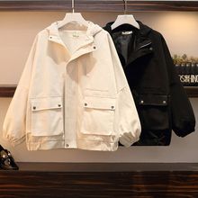 工装外套女2023春秋季新款韩版宽松BF原宿风夹克连帽学生外套潮