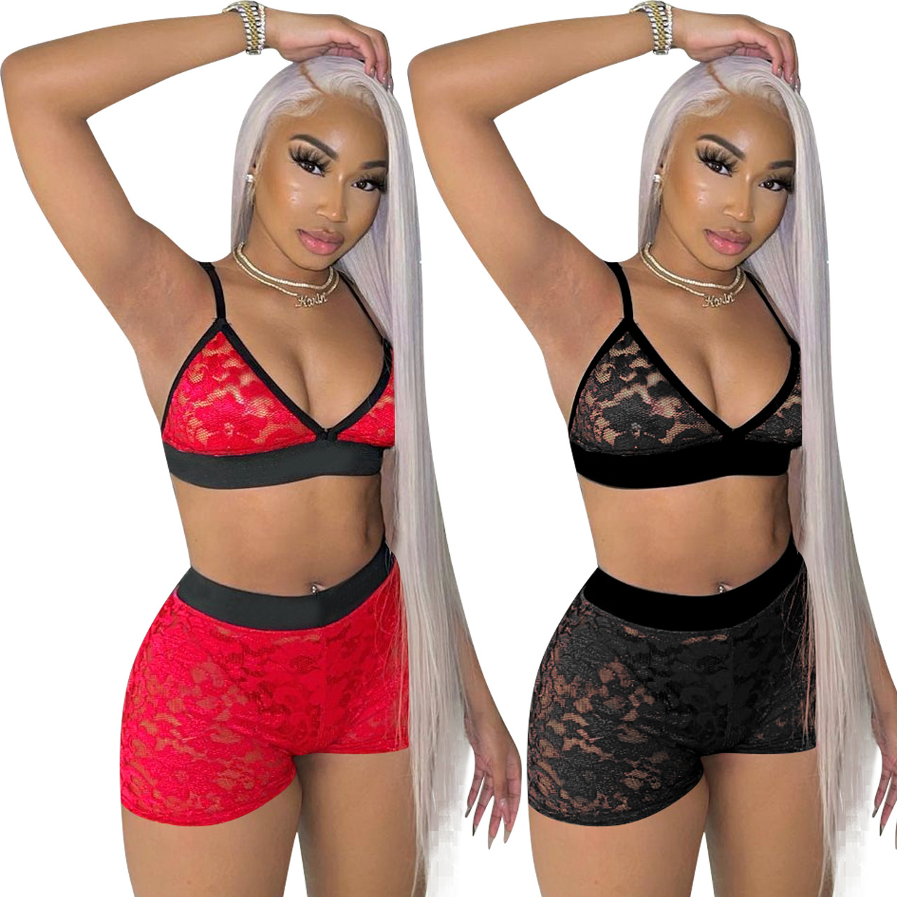 multi-color lace sexy two-piece set Nihaostyles wholesale clothing vendor NSYDF73377