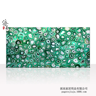 Factory natural agate stone transparent plate green agate crystal semi-precious stone decorative plate background wall transparent plate