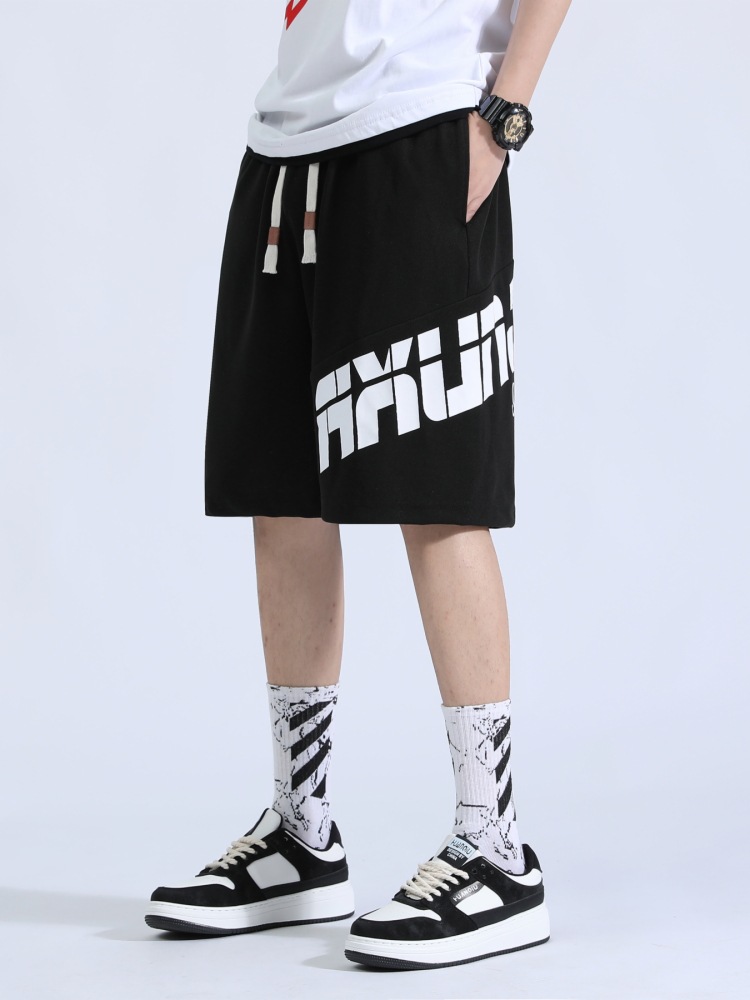 Pantalones cortos para niños verano 2025 nuevo suelto elástico de punto de moda pantalones deportivos juveniles de cinco puntos pantalones micro-elásticos