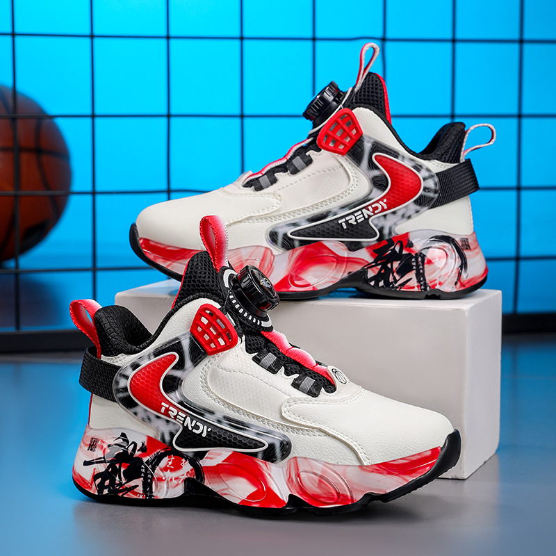 Zhongda zapatillas deportivas para niños al por mayor spot 2025 nuevas zapatillas deportivas transfronterizas de baloncesto para niños zapatillas deportivas respirables