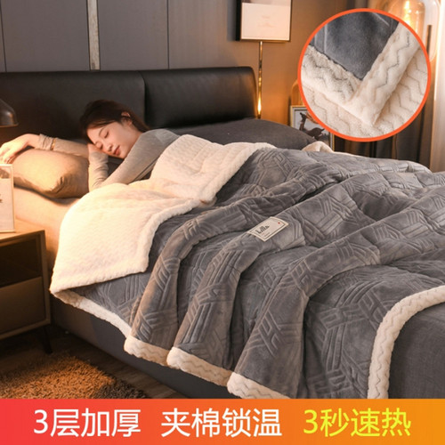 Winter milk velvet double-layer thickened blanket quilt lamb velvet coral velvet blanket flannel nap cover blanket wholesale