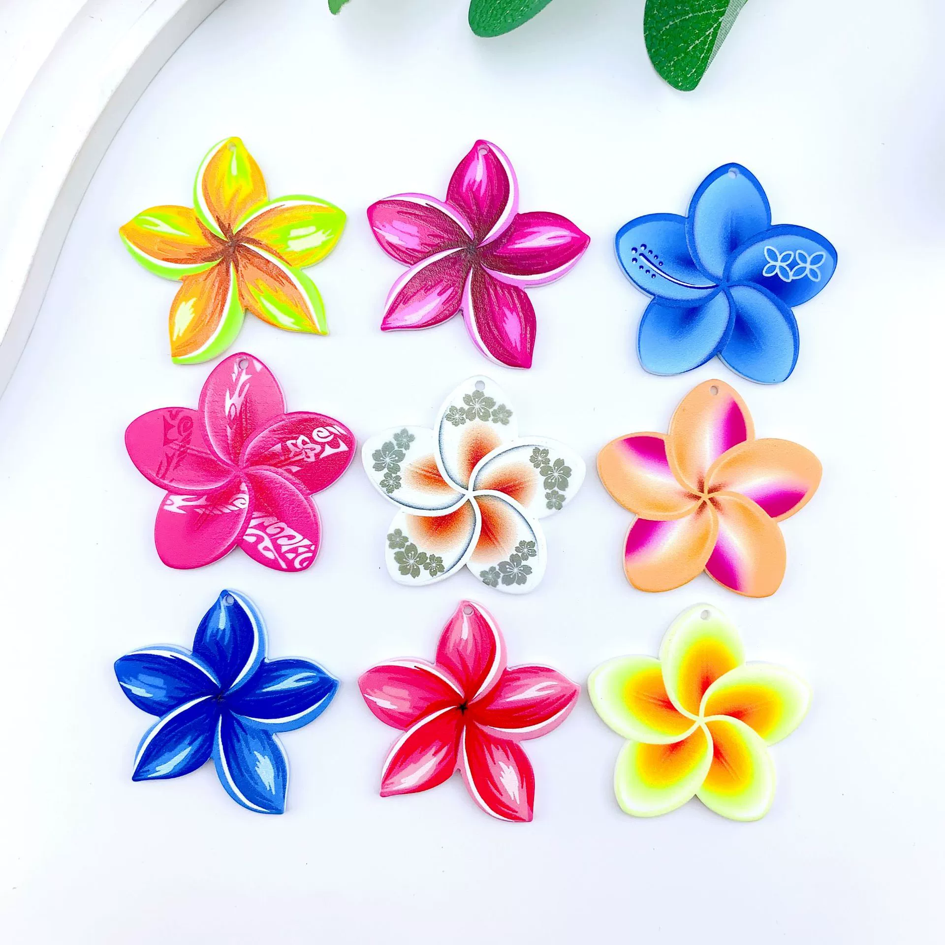 Акриловый цветок с цветком контрастного цвета Двусторонняя чернильная живопись серьги подвеска ручной работы сумки ювелирные аксессуары