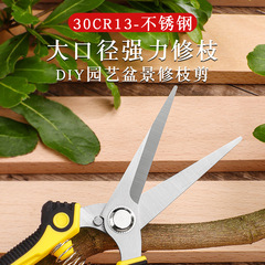 不鏽鋼防滑直頭稀果剪大口強力省力尖頭摘果剪刀多功能花枝果枝剪