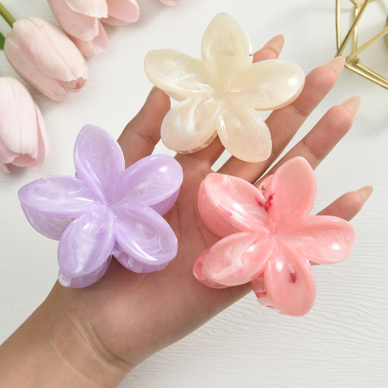 新色の絶妙なプルメリアヘアピン3点セット、スイートヘアクリップ、おしゃれなハーフタイヘアピン|undefined
