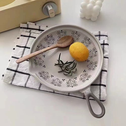 Japanese household single-handled cast iron pot creative flat pan oven-safe microwave-safe