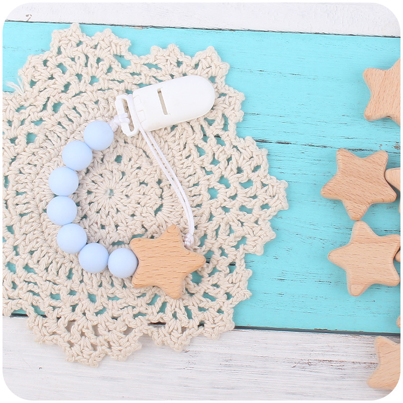 Nuevo bebé suministros calmante bebé Haya estrella DIY creativo chupete cadena pulsera mordedor accesorios de juguete