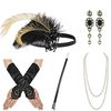 1920s flapper headband feather hair dance party party band earrings necklace glove