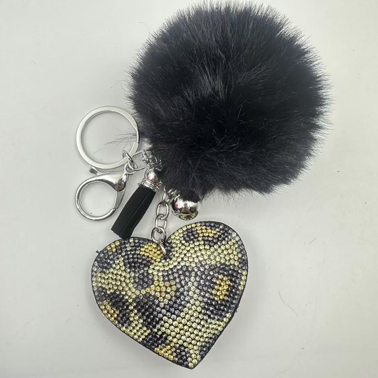 55g Weight Rhinestones Inlay Material Keychain Classification 1 Piece Quantity Daily Occasion Plush Material Heart Shape Pattern Unisex Gender Sweet, Korean Style Style Sweet Korean Style Heart Shape Plush Rhinestones Unisex Keychain 12