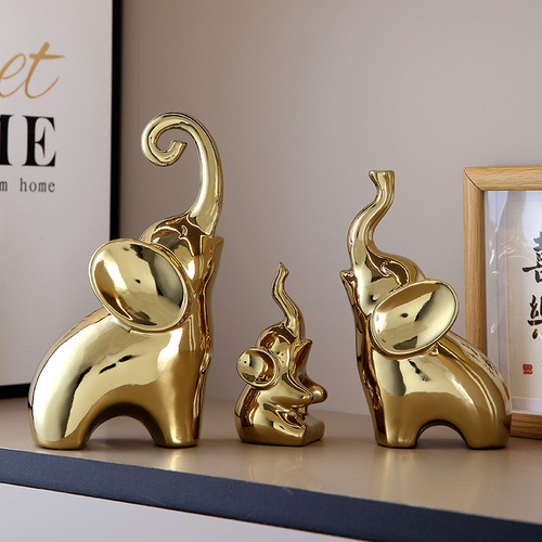 Light Luxury Modern Ceramic Elephant Decorative Figurine for Entranceway, Perfect as a Home, Living Room, Wine Cabinet, or TV Cabinet Accent—Also Ideal as a Housewarming Gift