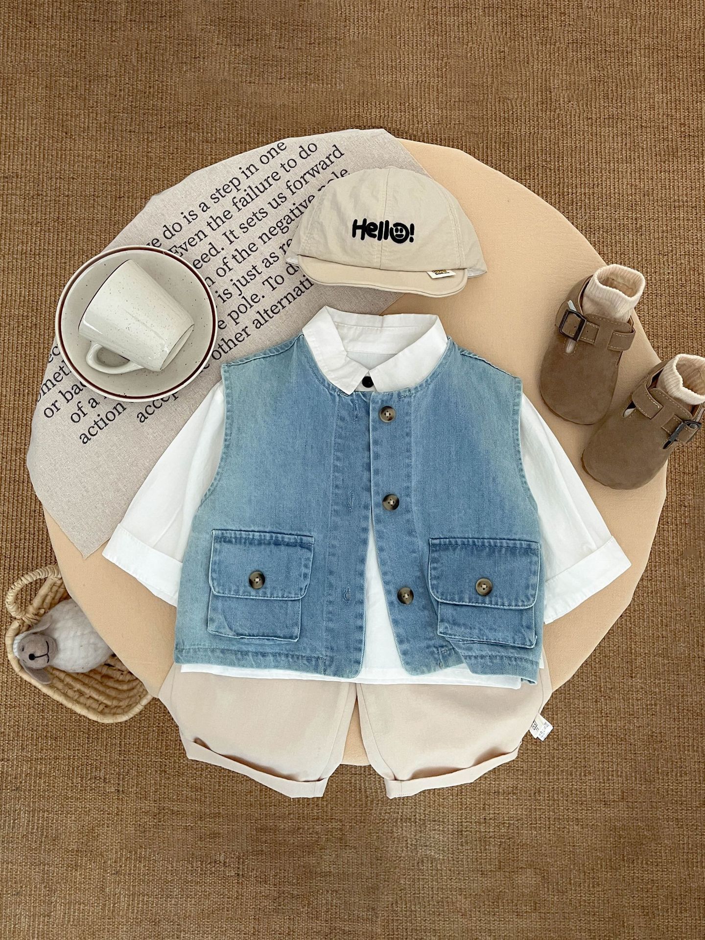 Chaleco de mezclilla para niños, ropa exterior de primavera y otoño 2025 nuevo chaleco para bebés, chaleco retro para niños de otoño