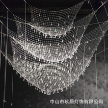 个性渔网水晶吊灯装置售楼部沙盘会所大堂大平层别墅客厅灯艺术灯