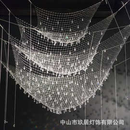 个性渔网水晶吊灯装置售楼部沙盘会所大堂大平层别墅客厅灯艺术灯
