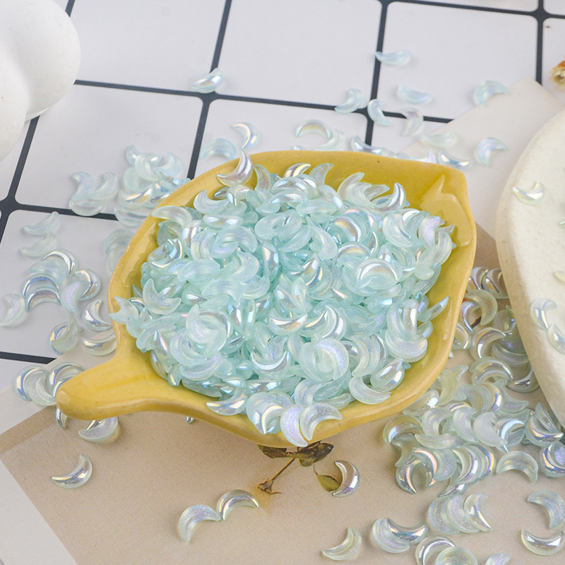 Acrylic transparent AB color moon resin nail patch ins colorful nail moon jewelry accessories patch