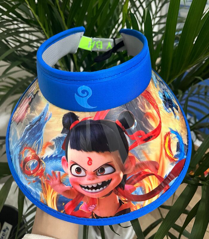 卡通哪吒儿童夏季帽子女童防晒遮阳帽男童空顶防紫外线大檐太阳帽|undefined