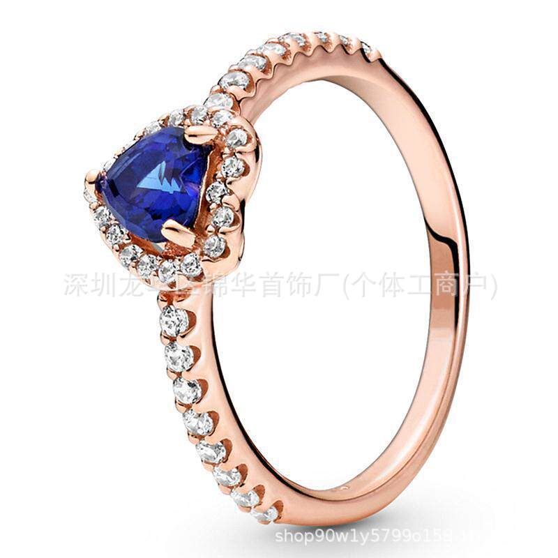 Pandora Timeless Ring Rose Gold Crystal Blue