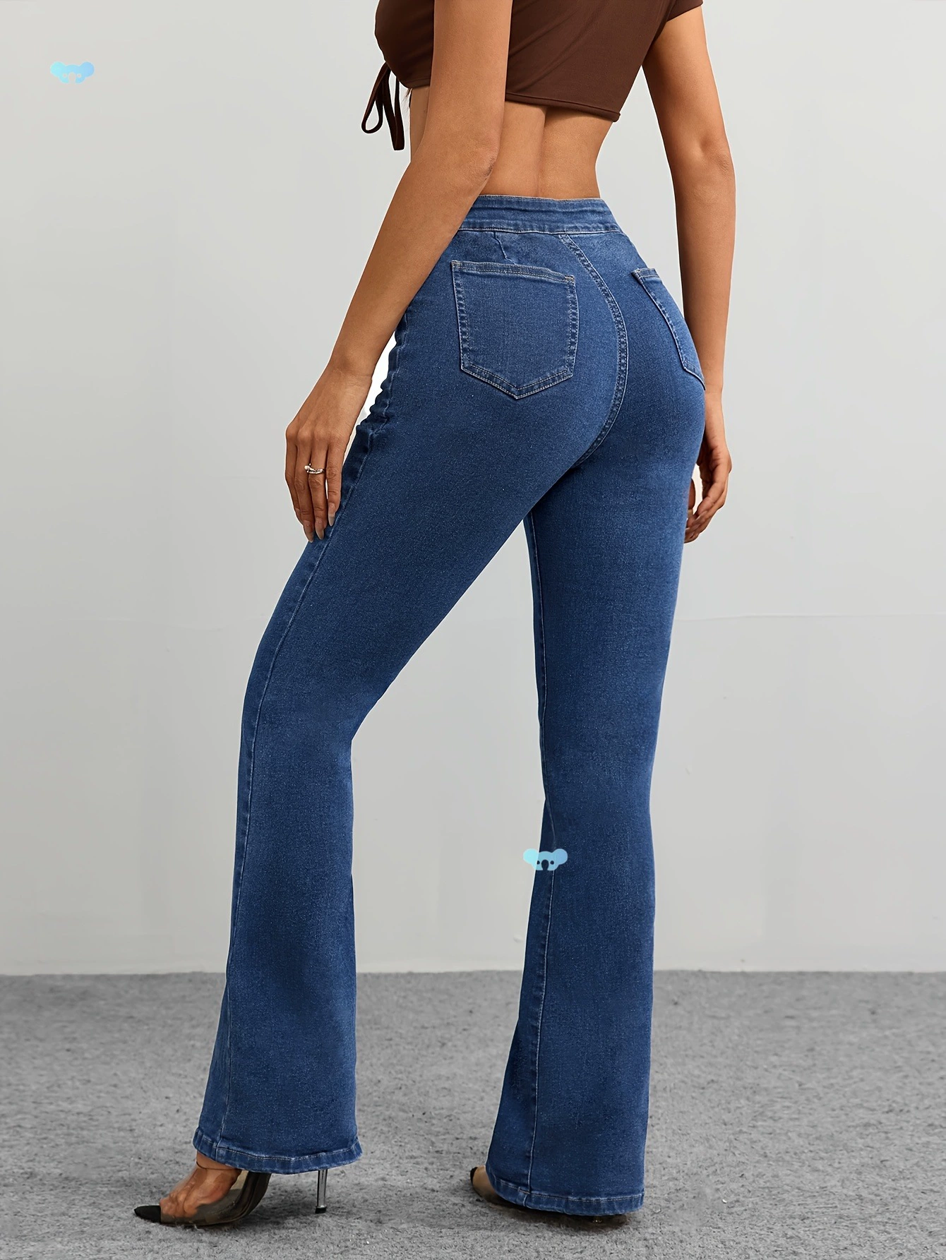 Высокие слегка расклешенные обтягивающие эластичные джинсы для кросс-граничной доставки