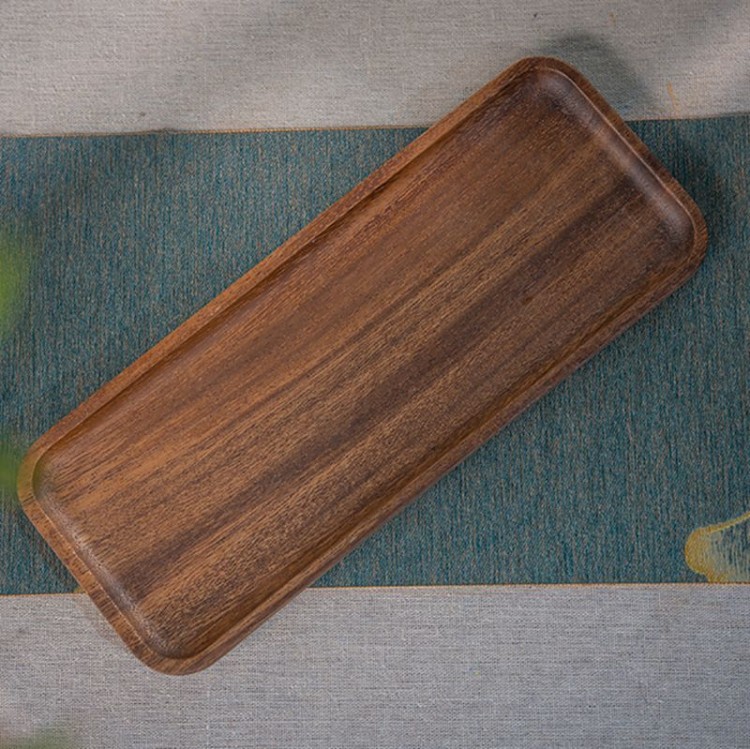 Walnut wood Japanese-style rectangular dry tea tray, home snack storage tray, coffee saucer wooden tray
