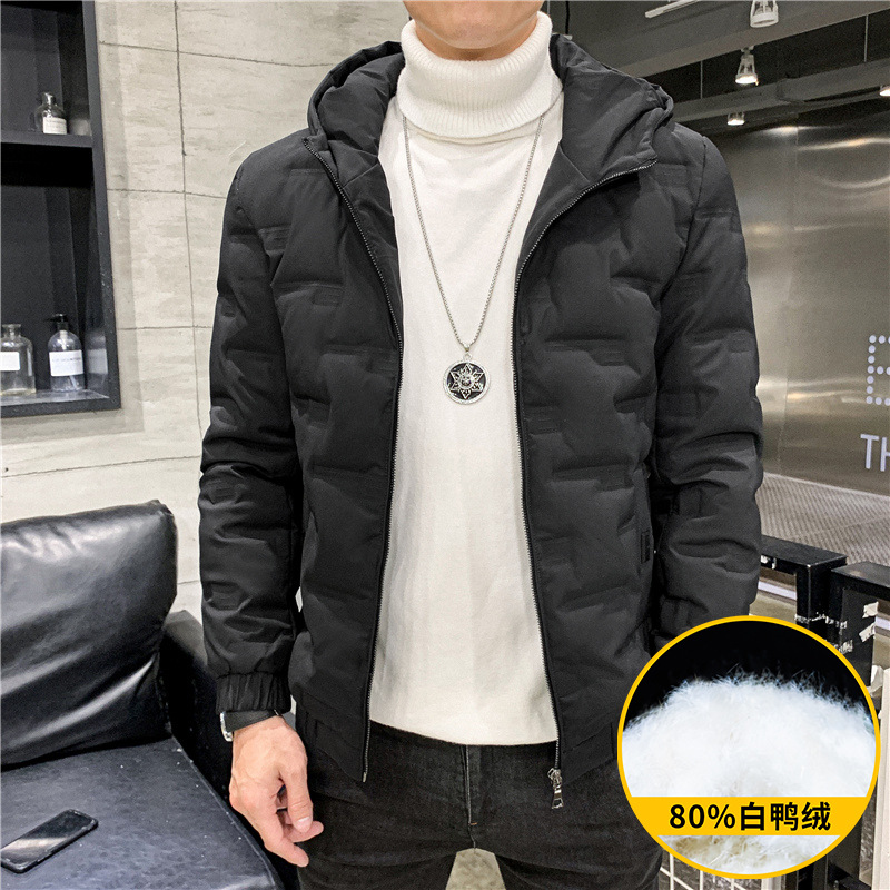 Chaqueta de los hombres 2023 nuevo espesado popular invierno corto pato blanco abajo caliente guapo chaqueta con capucha