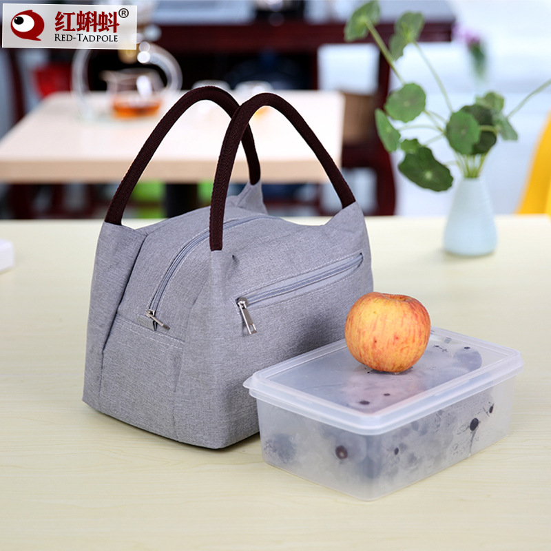 Thickened Waterproof Oxford Cloth Office Worker Student Aluminum Foil Insulated Lunch Box Bag Korean Style Handheld Lunch Box Bag