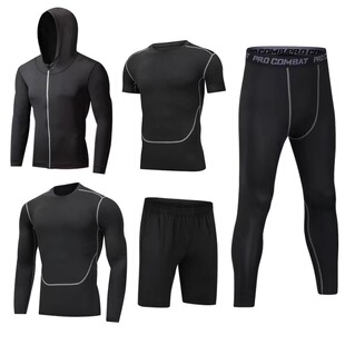 Trendy brand Men's Fitness casual suit Spring and Autumn new quick-drying clothes sports running clothes training tights equipment