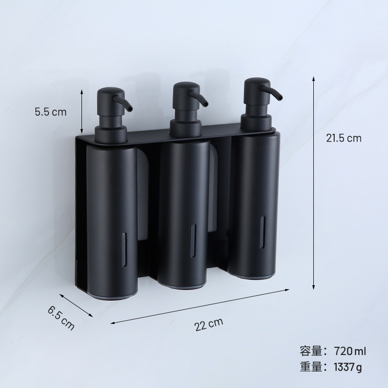 Dispensador de jabón de pared de acero inoxidable para baño de hotel transfronterizo, champú de baño, gel de ducha y dispensador de jabón