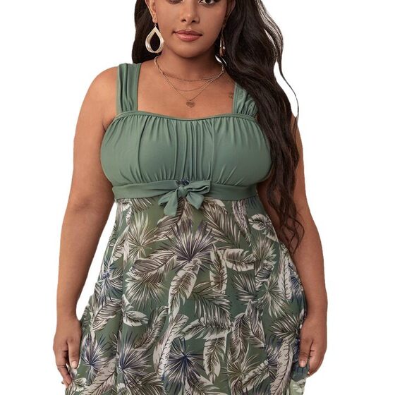 Europe and the United States New Foreign Trade Cross-border plus size Tight Backless Belly Slimming Conservative Skirt Swimsuit suit Women