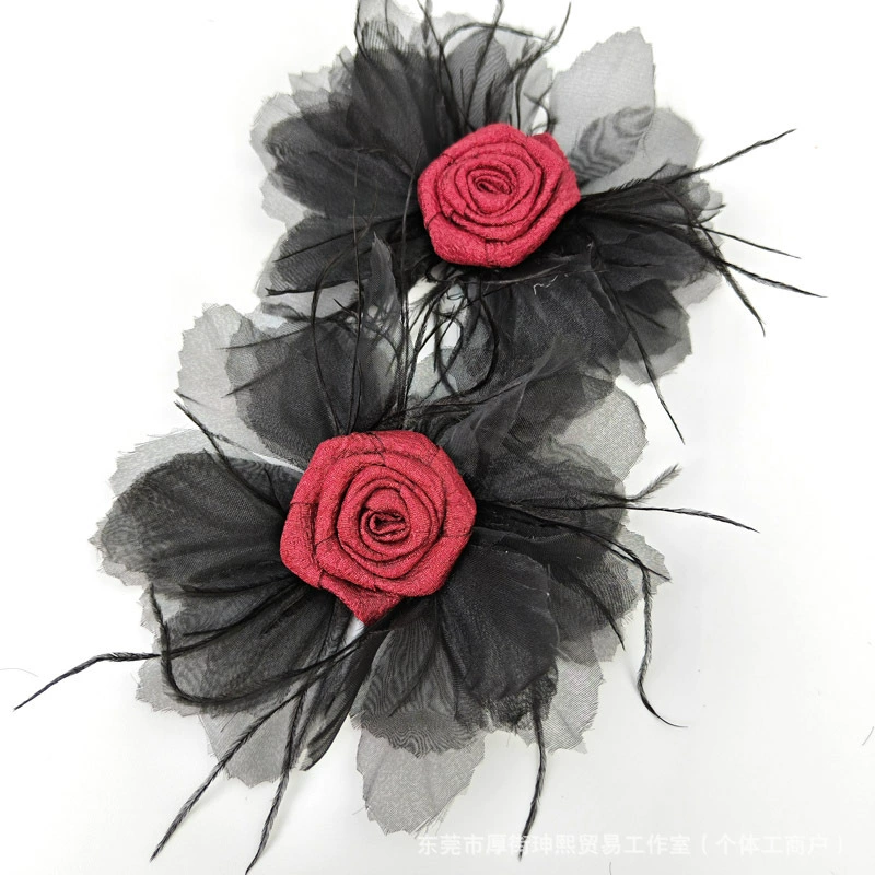 Аксессуар для обуви в виде розы и пера, тканевый клип для обуви, съемная пряжка для обуви, женский весенний новый стиль