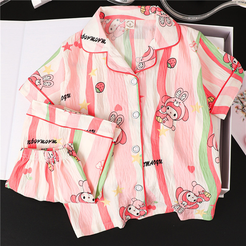 Comercio exterior niñas pijamas de verano nubes algodón mangas cortas delgadas para niños niñas de verano ropa de hogar mayorista