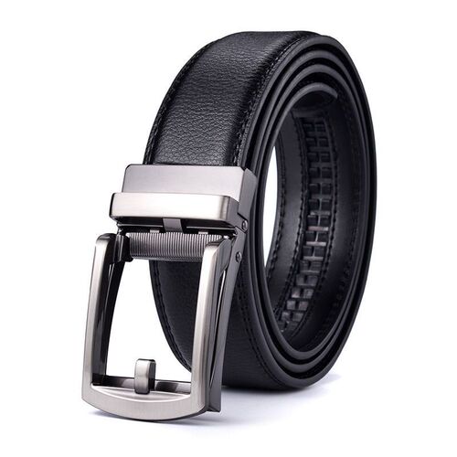 Men's Genuine Leather Belt, Automatic Buckle, Two-Layer Cowhide, Business Style, Faux Pin-Clasp Design, Fashionable & High-Grade Waistband—Dropshipping Available