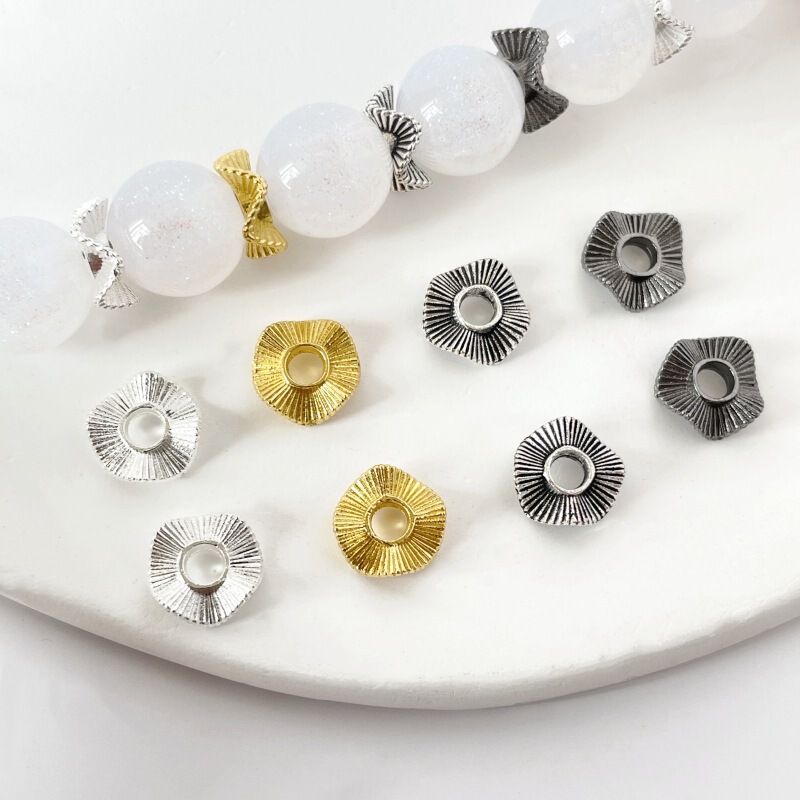 alloy plating 8mm irregular stripe wavy flower spacer beads diy handmade beaded water corrugated spacer beads accessories alloy plating 8mm irregular stripe wavy flower spacer beads diy handmade beaded water corrugated spacer beads accessories