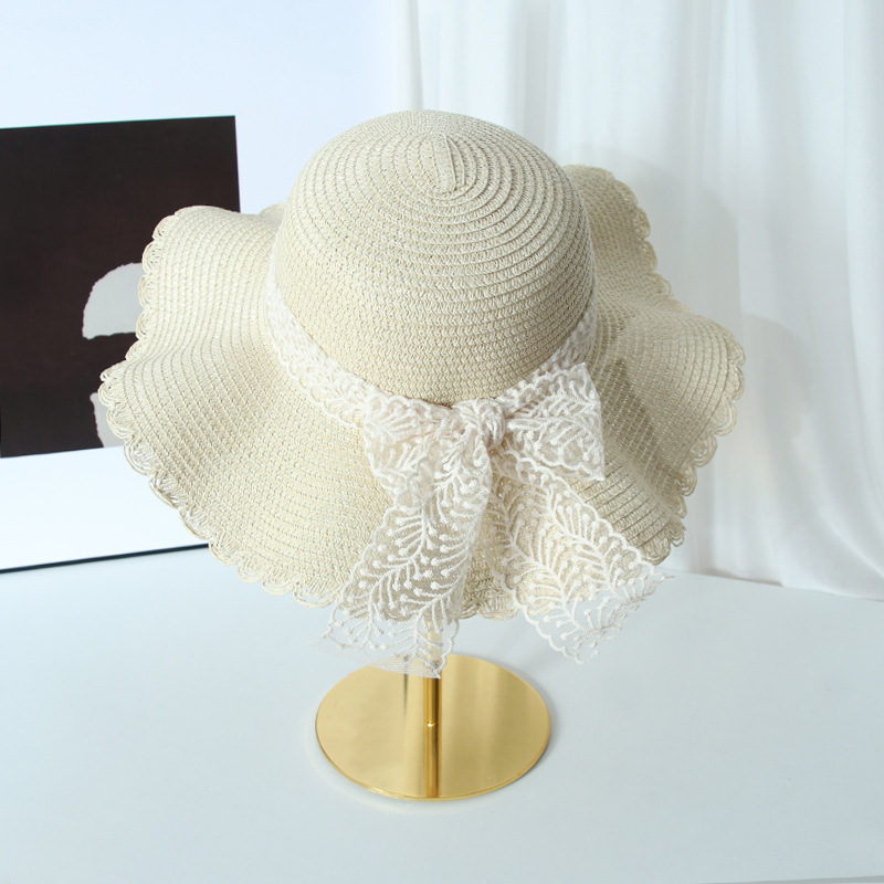 Women's Elegant Cute Pastoral Solid Color Bowknot Big Eaves Sun Hat display picture 4