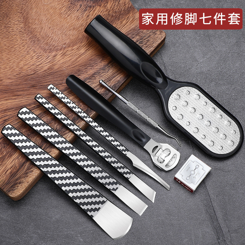 Cuchillo inclinado herramientas de pinza de uñas grises cuchillo de pedicura profesional cuchillo de excavación cuchillo de ojo de gallina para recoger la zanja de uñas conjunto de uña incrustada una sola pieza