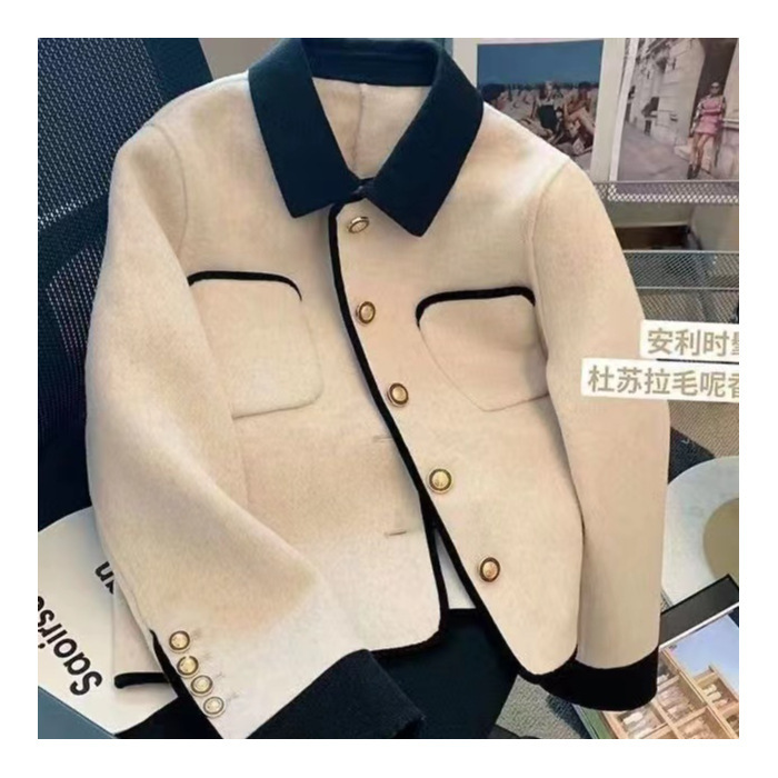 小香风短款炸街杏色外套女秋冬季复古高级设计感小众气质长袖上衣|undefined