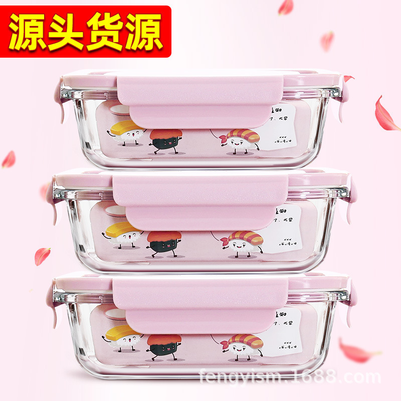 High Borosilicate Glass Preservation Box Factory Price Rectangular Round Transparent Lunch Box Refrigerated Microwave Oven Gift Lunch Box