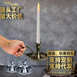 复古金属烛台简约魔法欧式婚礼教堂祷告装饰网红拍照手持银色烛台