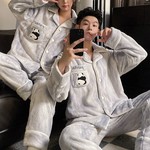 秋冬季珊瑚绒情侣睡衣女加厚加绒保暖2024新款卡通男士冬天家居服